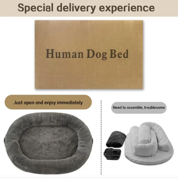 Oversized Light Gray Human-Dog Bed